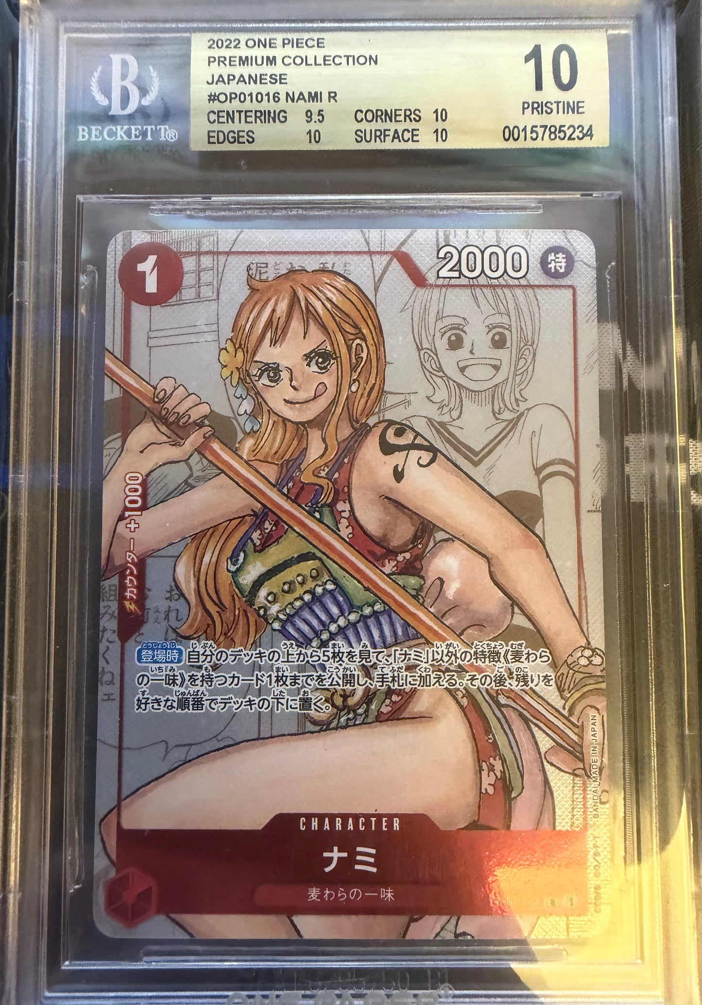 Nami OP01-016 One Piece Premium Coll. 25th Promo Card Japan BGS 10 Pristine