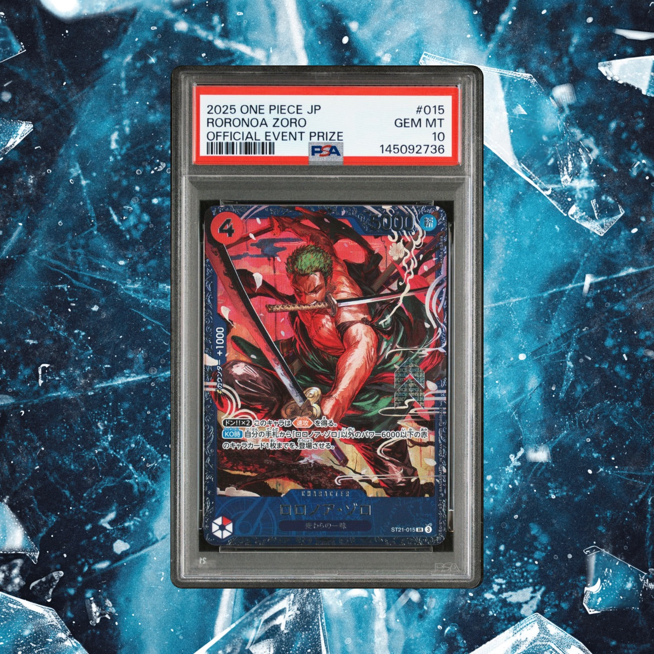 PSA 10 Zoro ST21-015 Flagship Battle 2025 Top 8 Prize ONE PIECE Card Japanese
